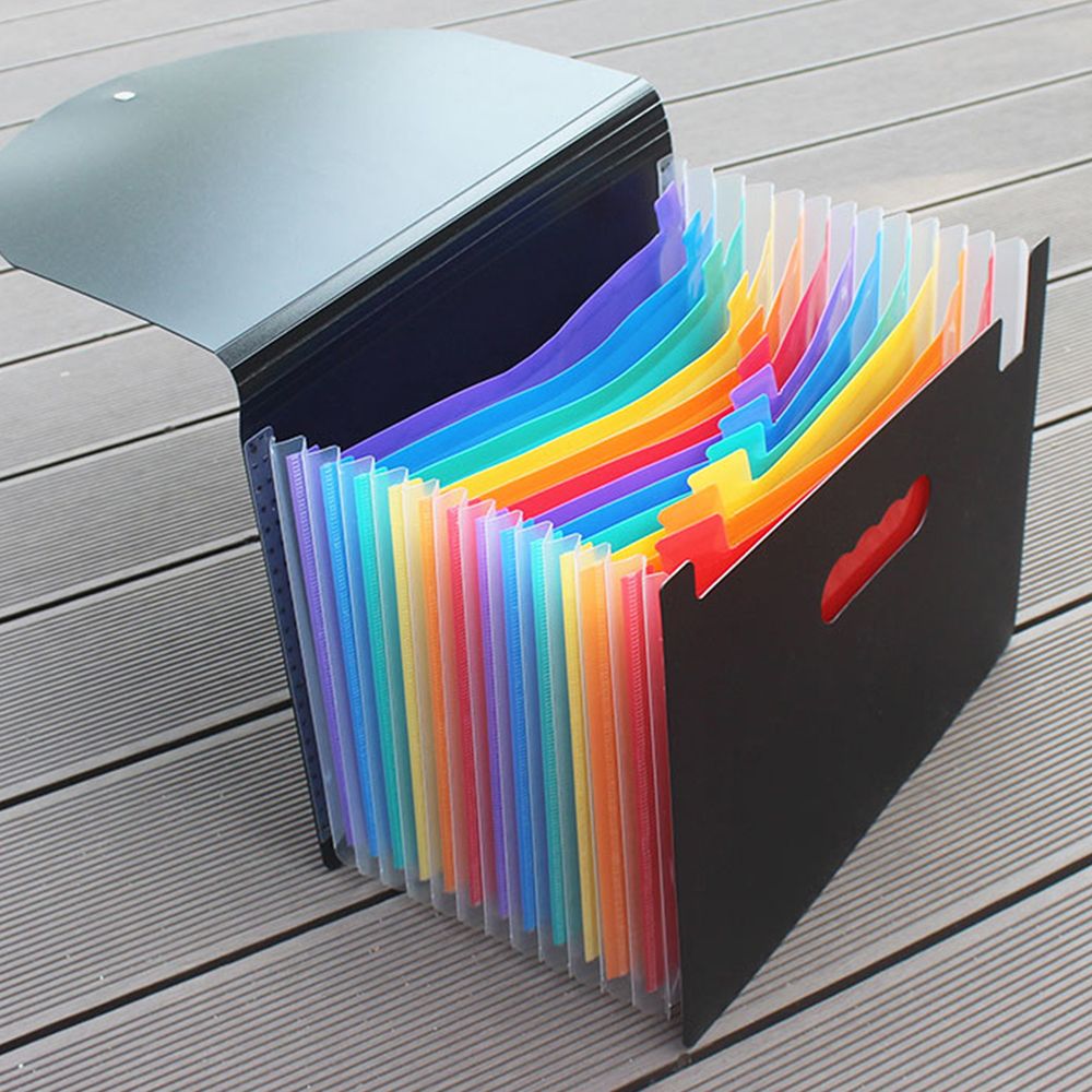 MMLUCK Large-capacity Desk Storage Waterproof Ticket Holder Documents Holder 13 Pocket Office Supplies Rainbows School Document Organizer Information book A4 Paper Folder A4 Organ Bag