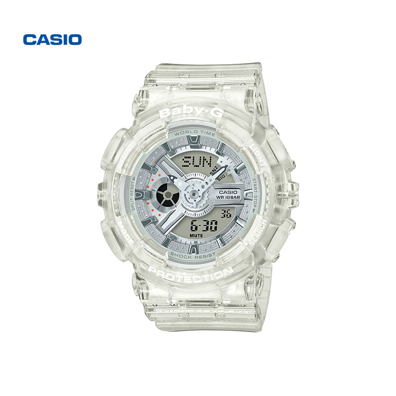 BA-110CR casio flagship store Casio official website official ladies watch ice tough transparent trend BABY-G Antimagnetic and shockproof LED illuminated transparent watch