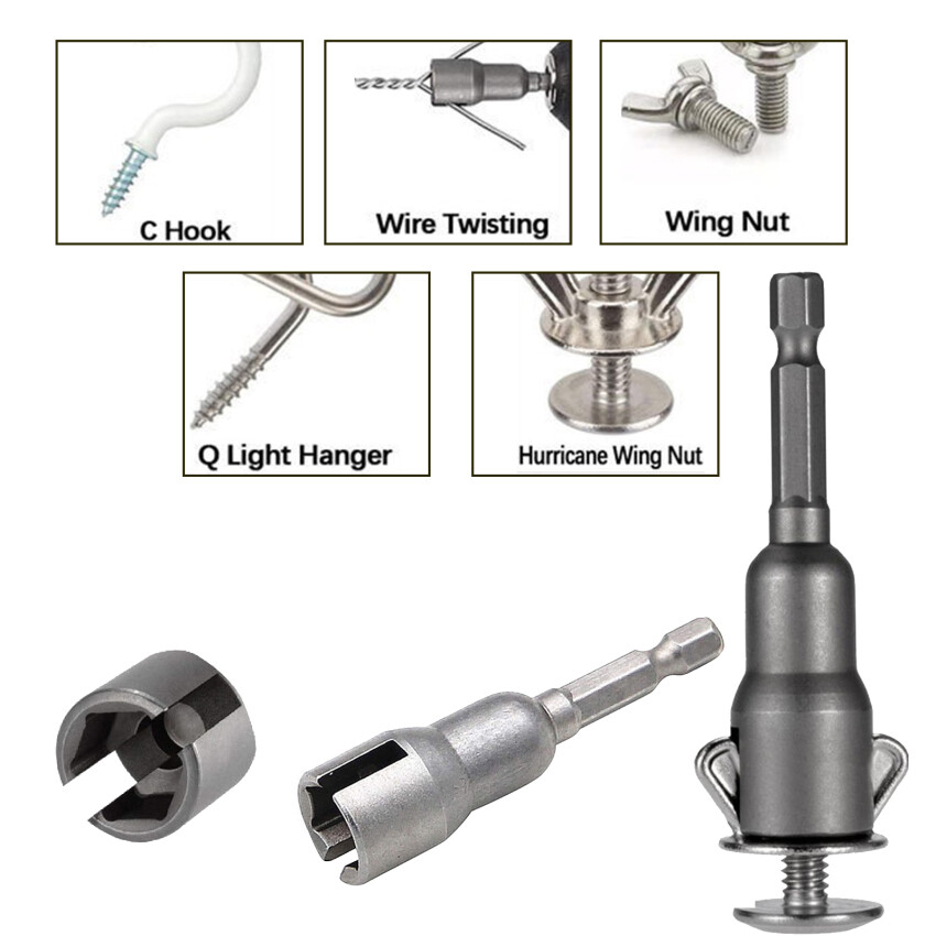 1Pcs Butterfly Bolt Socket Wrench 6.35mm Hex Shank Socket Adapter Nut for Power Tool Slotted Electric Screwdriver Sleeve