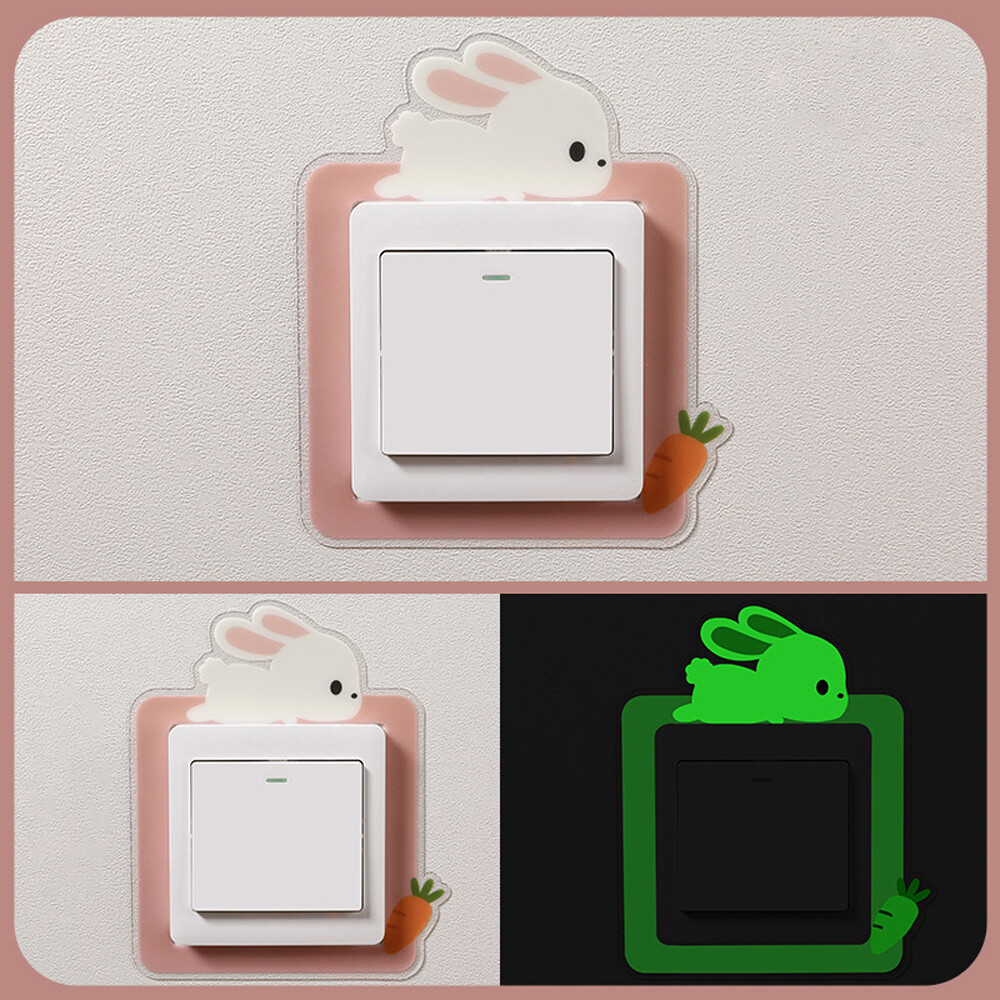 Cute Cartoon Animal Switch Decorative Plastic Sticker Switch Socket Luminous Wall Sticker 9*9CM
