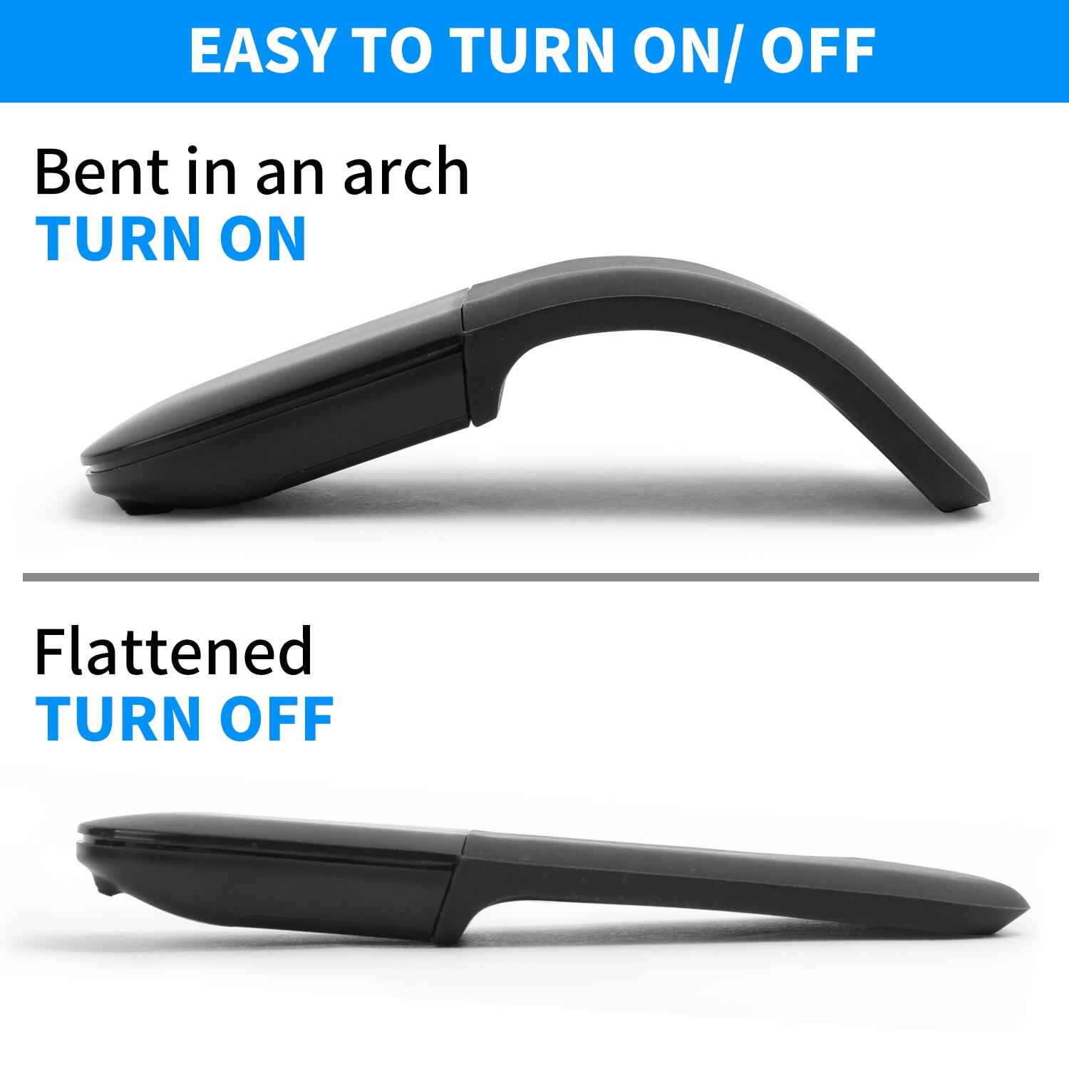 ZZOOI 1Pcs/2Pcs Folding Wireless/ Bluetooth Mouse Arc Touch Computer Mute Mouse Ergonomic Slim Laser Mice For MAC/OS Windows Microsoft