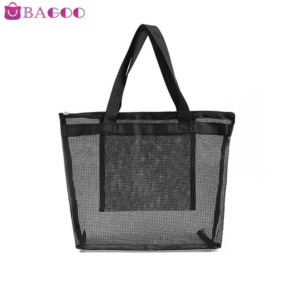 BAGOO Women Fashion Transparent Handbags Large Capacity Shopping Bags for Ladies Totes Mesh Beach Travel Shoulder Bags