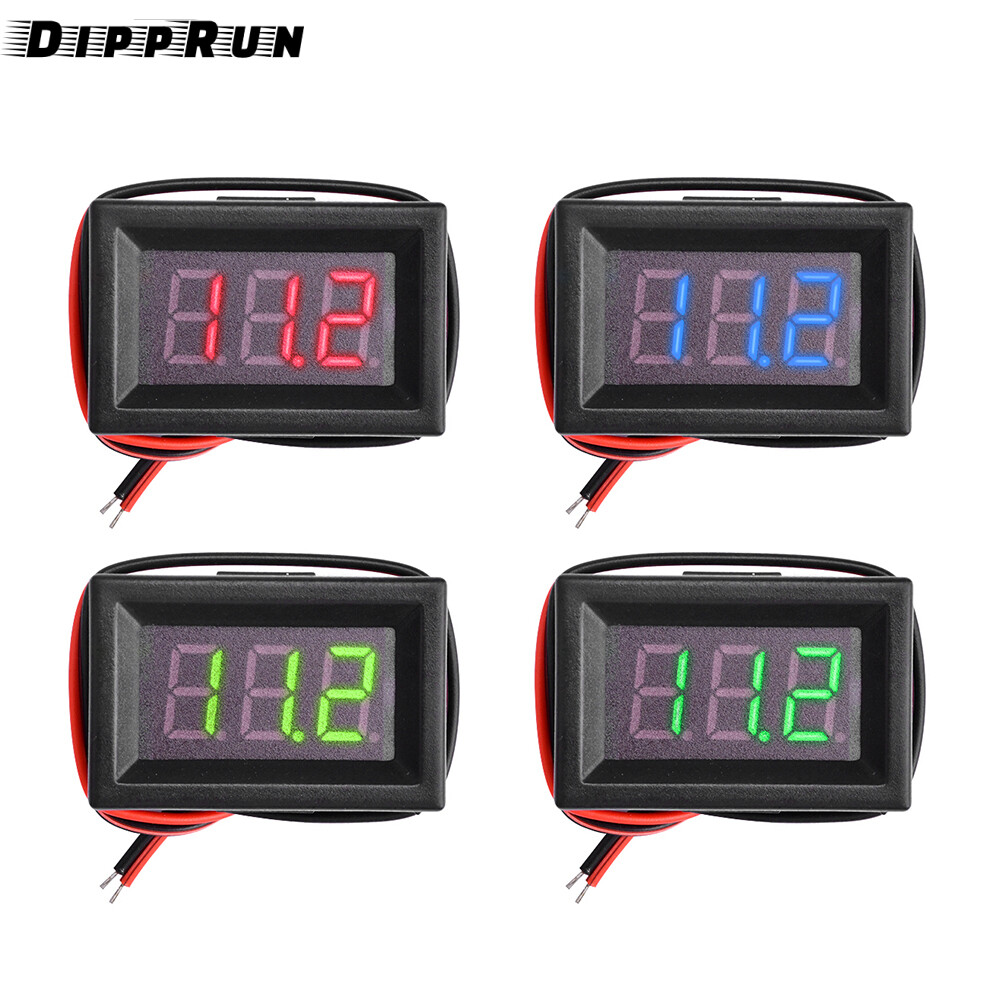 DIPPRUN 0.36 Inch DC 30V Digital Voltmeter Voltage Tester Gauge LED Display 3-wire Volt Meter for Car Motor Panel Mount