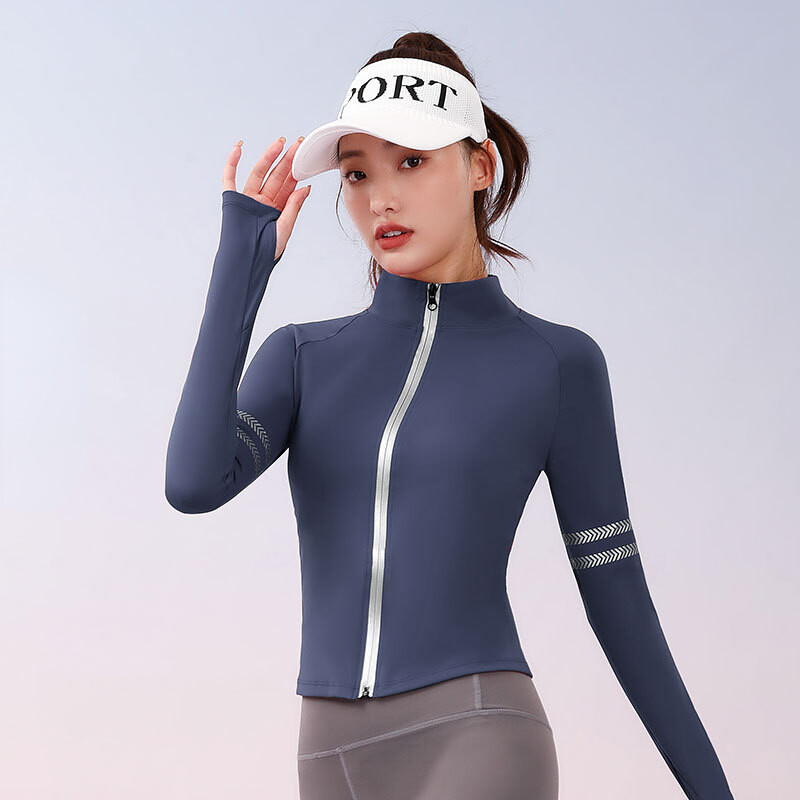 SUPERFLOWER Women's Running Fiess Sports Zipper Fast Drying Stand Collar Long Sleeve Tops Yoga Jackets_voghion.com