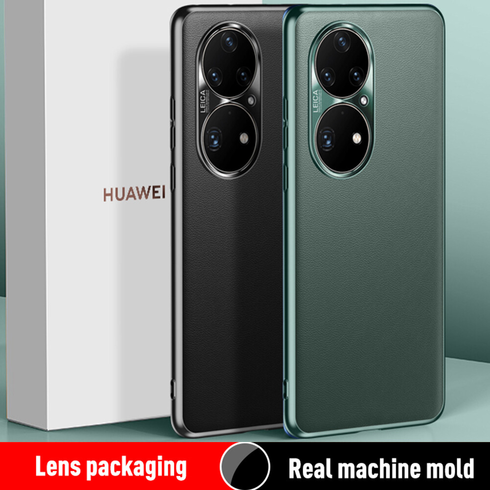 Original Leather Case For Huawei P50 Pro Case Shockproof Back Cover Plating Bumper For P50 Hard PC Mobile Phone Casing