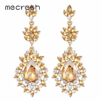 Mecresh Silver Color Crystal Wedding Bridal Drop Earrings For Crystal Wedding Bridal Drop Earrings