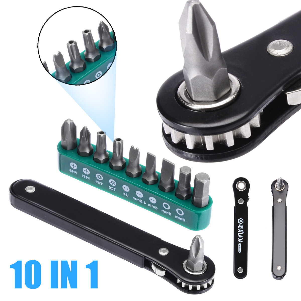 Bokali 1set 10 in 1 mini right angle offset hand ratchet screwdriver ratchet driver tool set
