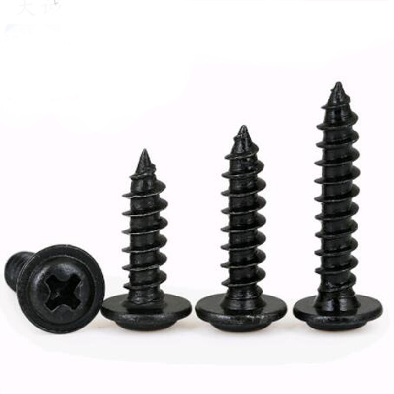 Pwa black round head cross head self-tapping screw with gasket pan head with meson pointed tail m1.2 m1.4 m1.7 m2 m2.3 m2.6 m3