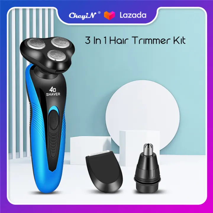 electric razor with nose hair trimmer