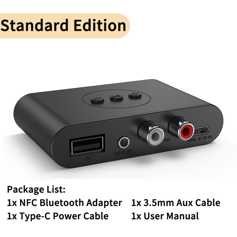 Disour car bluetooth 5.0 audio receiver car kit transmitter hifi stereo music wireless adapter nfc smart connect u-disk rca 3.5mm aux usb with hd mic handsfree calling for car kit speaker amplifier