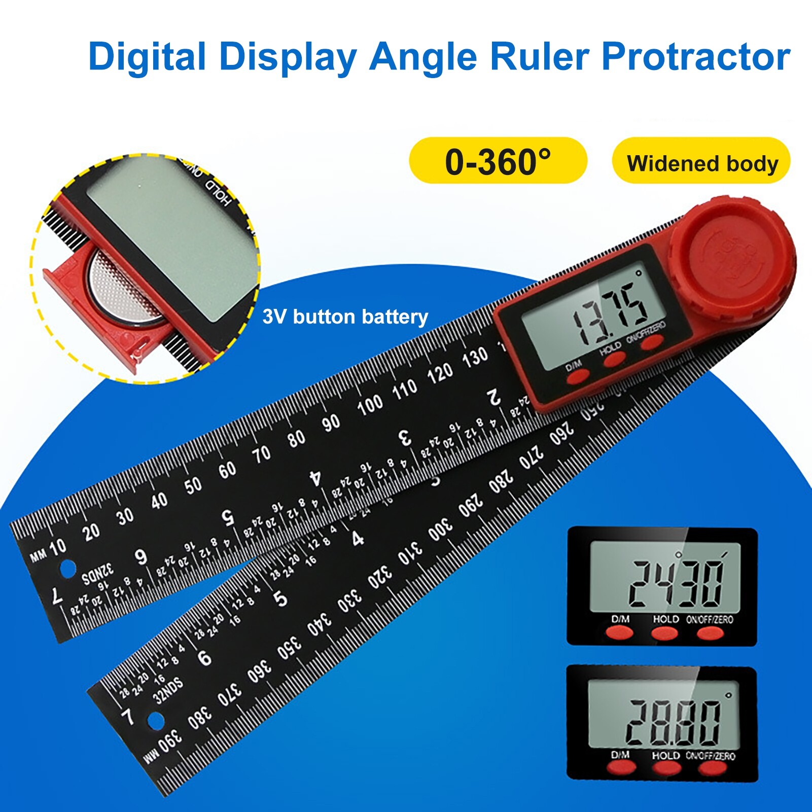 Terylin 200/300mm 2 in 1 Digital Display Angle Meter Inclinometer Caliper Measuring Tool