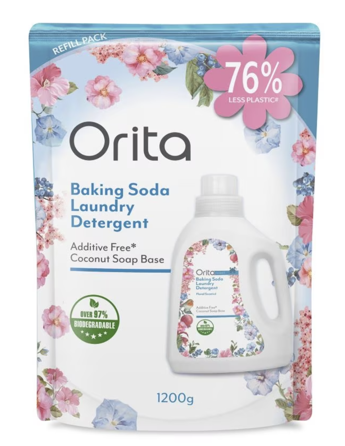 Orita Baking Soda Laundry Detergent 1.5kg 1500g Normal Rose Lavender Floral Anti Bacterial