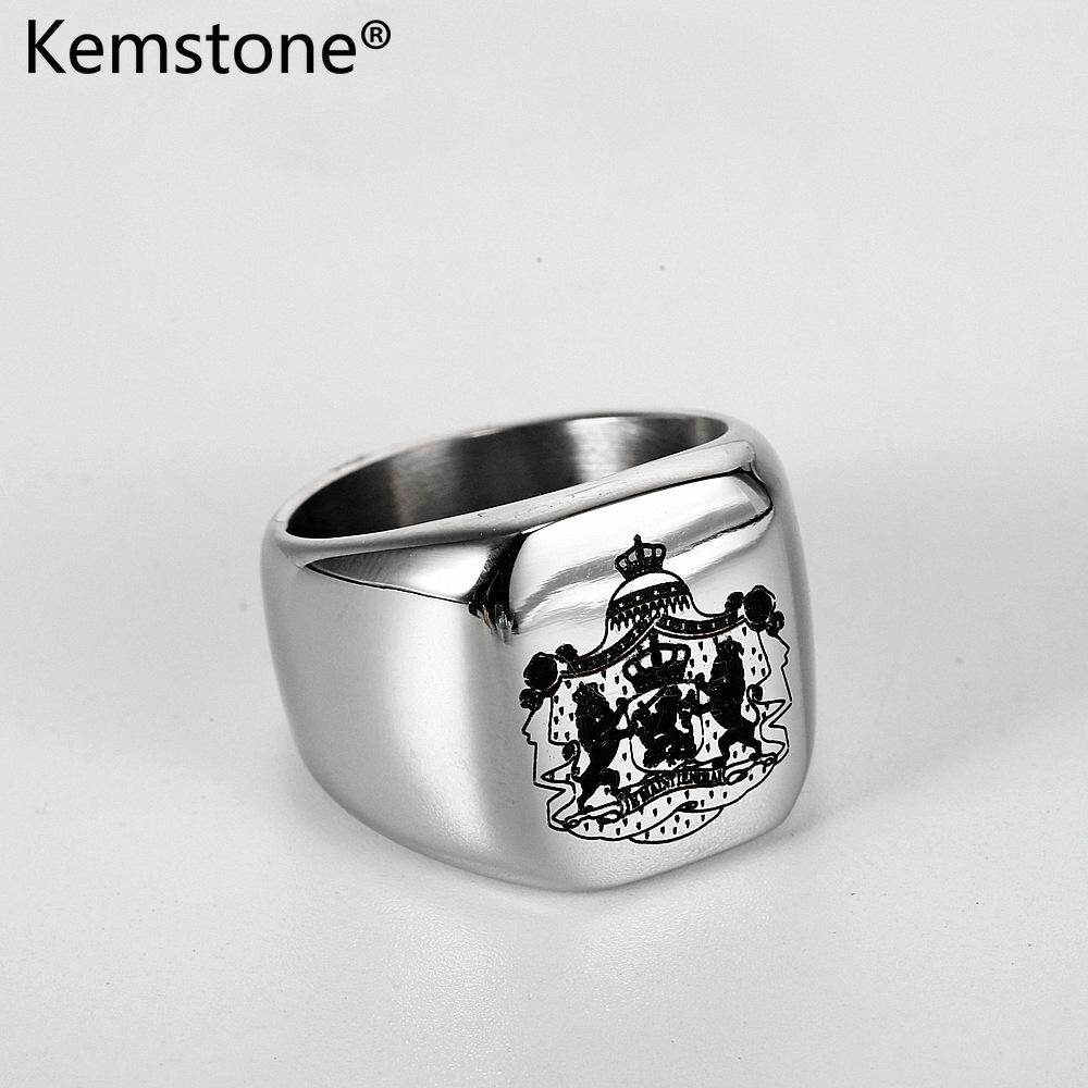 Kemstone Fashion Men Rings Stainless Steel National Emblem Eagle Lion Logo Rings Personality Jewelry