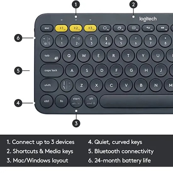 Logitech K380 Multi-Device Bluetooth Keyboard For PC, Notebooks, Phones & Tablets