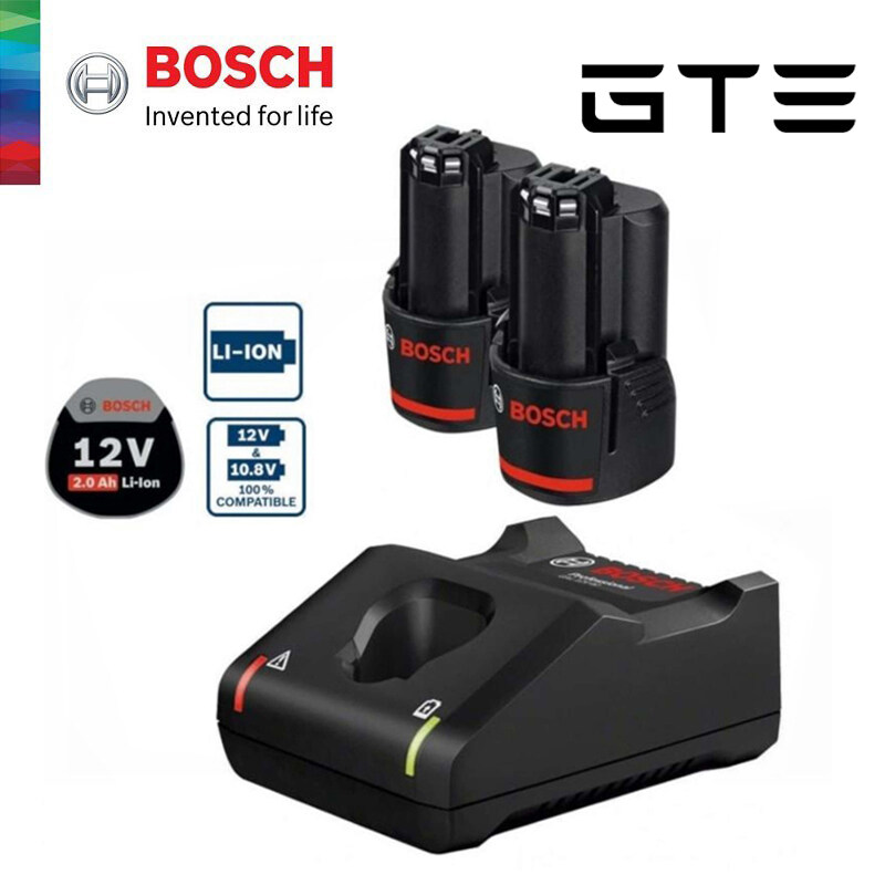 GTE BOSCH 12V 2.0Ah Professional Starter Kit (2 x 2.0Ah Batteries + GAL