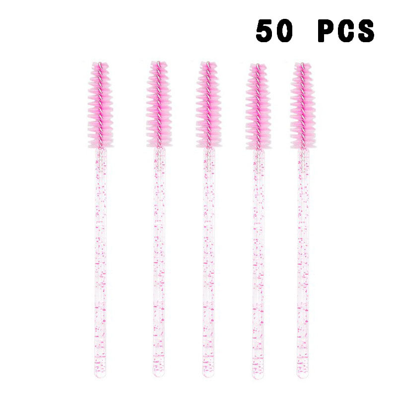 Professional Makeup Beauty Tools Crystal Eyelash Brushes Comb Makeup Eyelash Extension Mascara Cosmetic Wands 50pcs