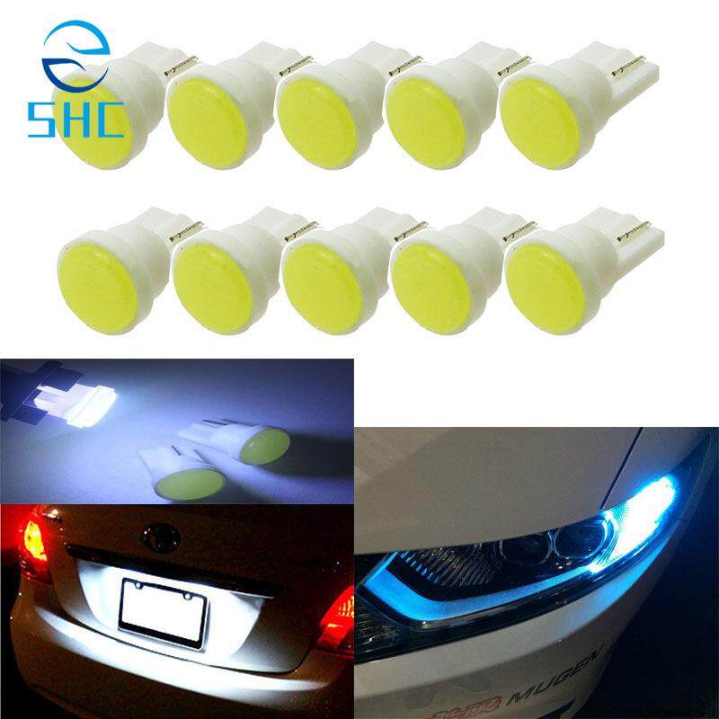 SHC 10 Pcs Keramik LED Interior Mobil T10 COB W5W 168 Baji Instrumen Pintu Sisi Bohlam Lampu Lampu Mobil Putih/Biru/Hijau/ merah/Kuning Sumber (Merah Muda)