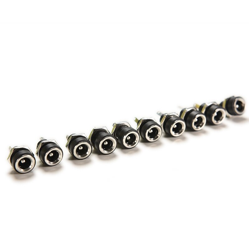 10pcs DC Power Supply Jack Socket Female Panel Mount Connector 5.5 x 2.1mm