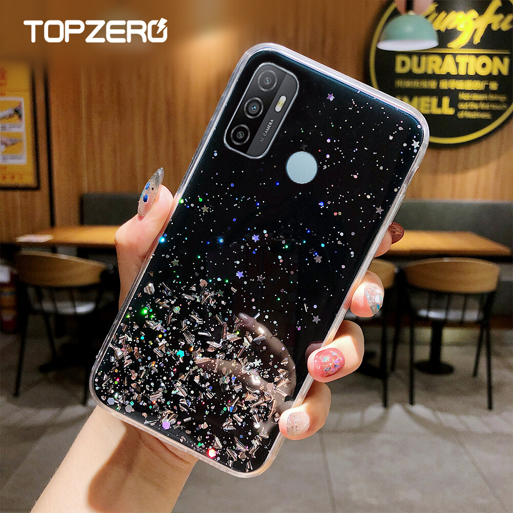 TOPZERO For OPPO A53 2020 Casing Luxury Bling Star Phone Cases Soft Silicone Glitter Cover Case