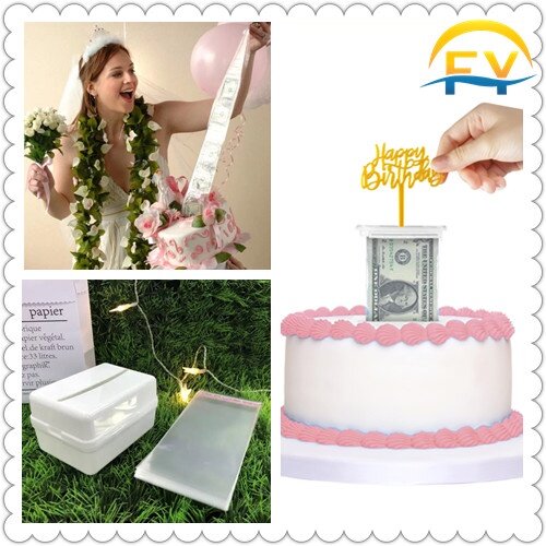 FY money box for Happy Birthday Cake Box money pull free plastic 20PCs