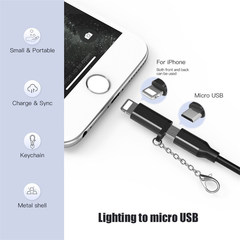 Atoshin Bộ Chuyển Đổi Sạc Bộ Chuyển Đổi Điện Thoại Android Sang Đèn Type-C Cho iPhone Bộ Chuyển Đổi Đầu Cắm Micro USB USB C