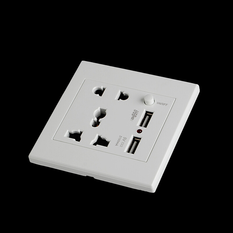 Ổ Cắm + 2 USB + Công Tắc Ổ Cắm Gắn Tường Bộ Sạc Bộ Chuyển Đổi Nguồn AC/DC Bảng Ổ Cắm