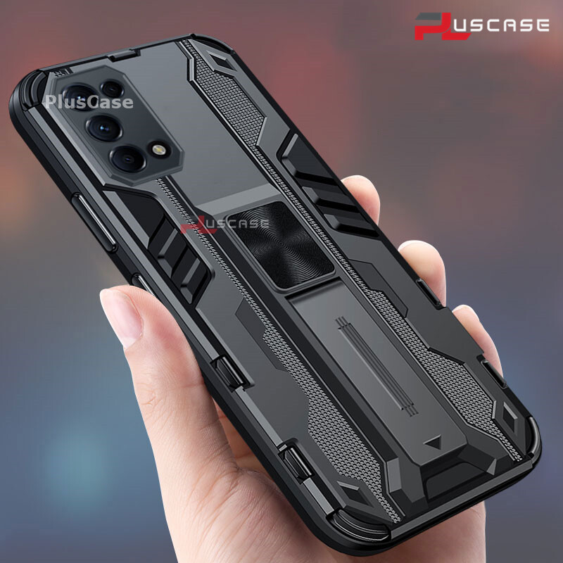 PlusCase for OPPO Reno5 5G 4G Case Shockproof Kickstand Armor Camera Lens Protector Hard Back Cover
