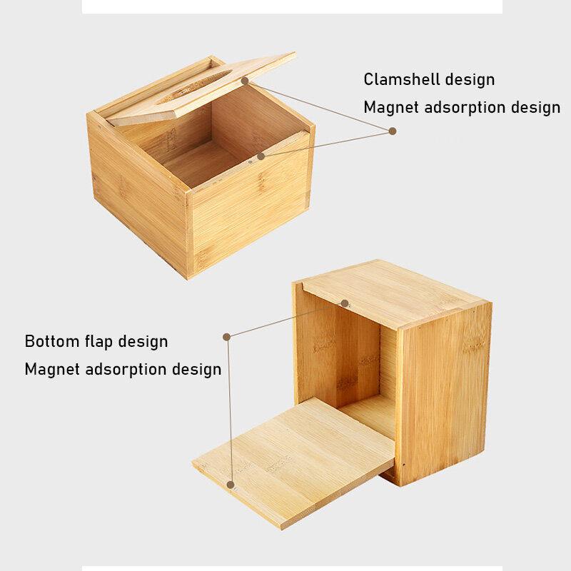 Tissue box dust-proof storage creative paper box bamboo wood desktop multi-function paper box hotel car