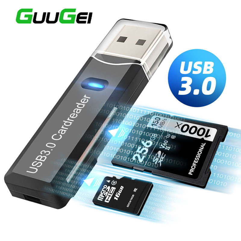 GUUGEI Đầu Đọc Thẻ USB3.0 2 Trong 1 Đầu Đọc Thẻ Nhớ Micro SD TF Đầu Đọc Thẻ 2.0 Ổ Đĩa Flash Cho Máy Tính Xách Tay Máy Vi Tính