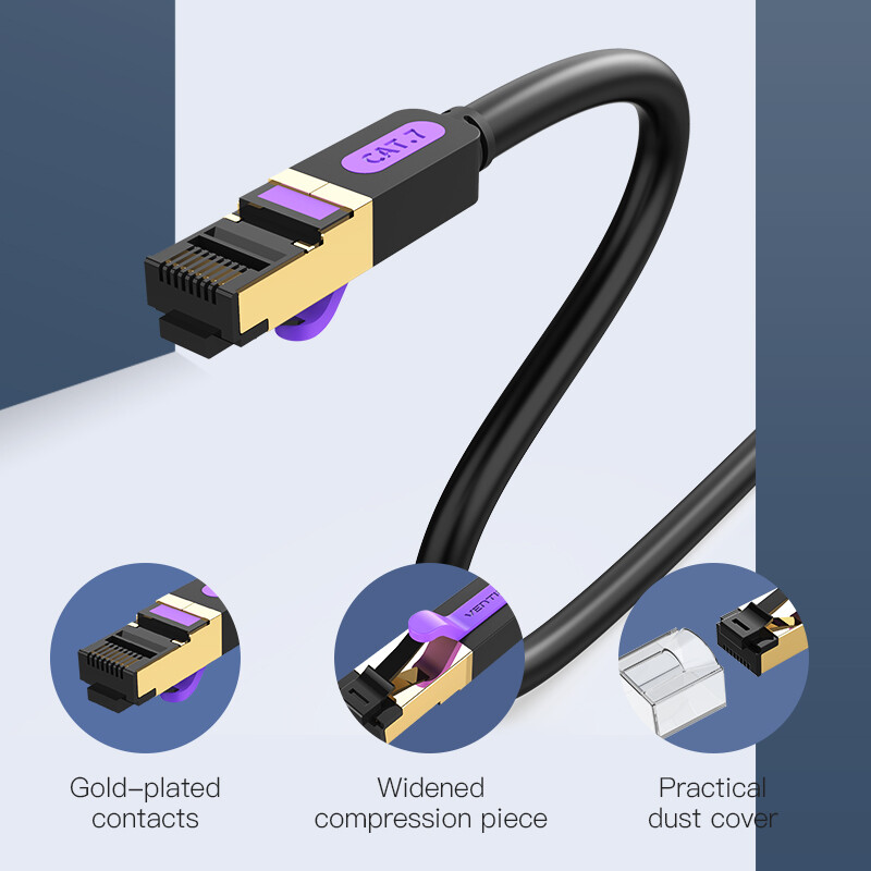 Vention dây cáp mạng lan Cat7 RJ45 10Gbps SSTP Ethernet Cable 1M 2M 3M 5M 10M 15M cho Laptop PC Router Cat 7 Internet Patch Cord dây cap kết nối wifi