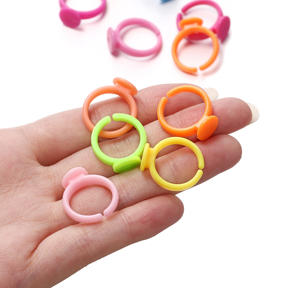 T. kunkka 20 cái/túi 18mm nhựa màu Vòng cơ sở cho tự làm trang sức nhẫn