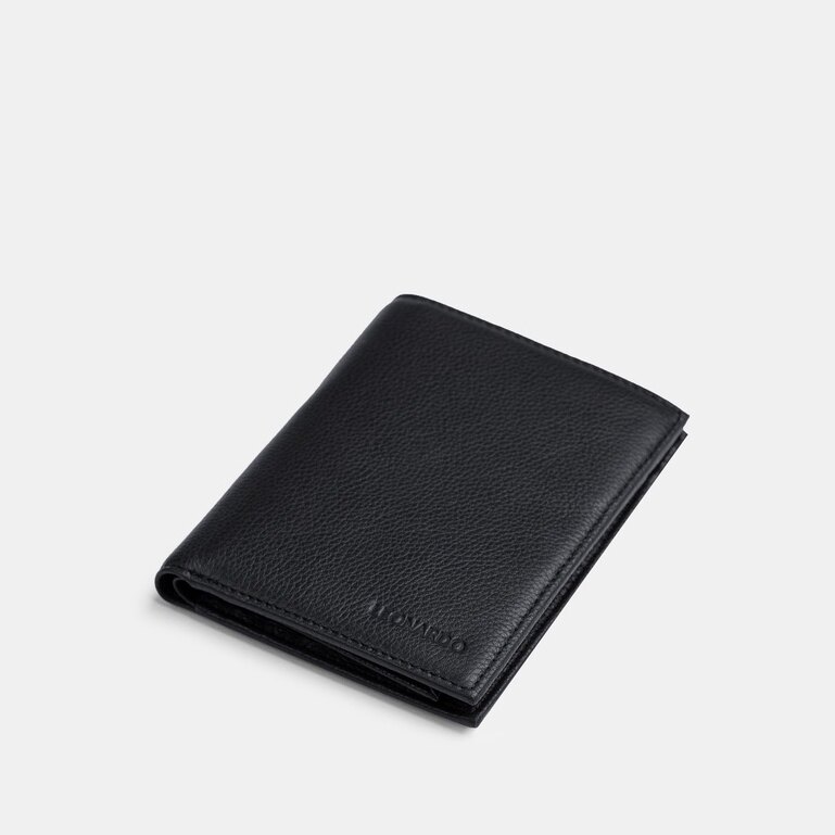 Leonardo Ví Da Grain Unisex Da Bò Thật Nhập Khẩu Mềm Mại Phom Dáng Cổ Điển Đứng Ngang 10 Ngăn