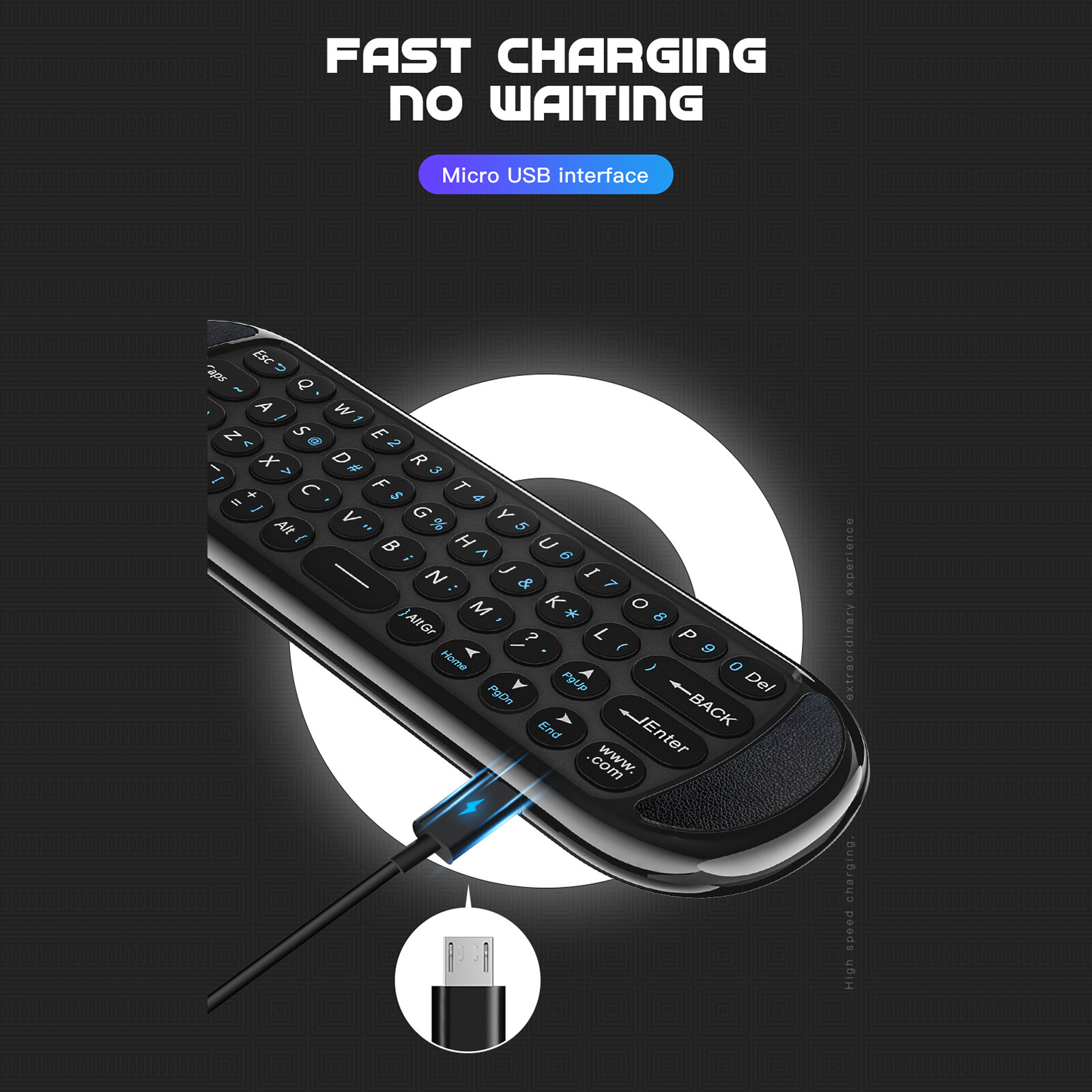 Wechip H6 Remote Control 2.4G Wireless Air Mouse Mini Keyboard IR Control Gyro Sensing Smart Remote Control Rechargeable for Game Android TV Box Mini PC Docooler