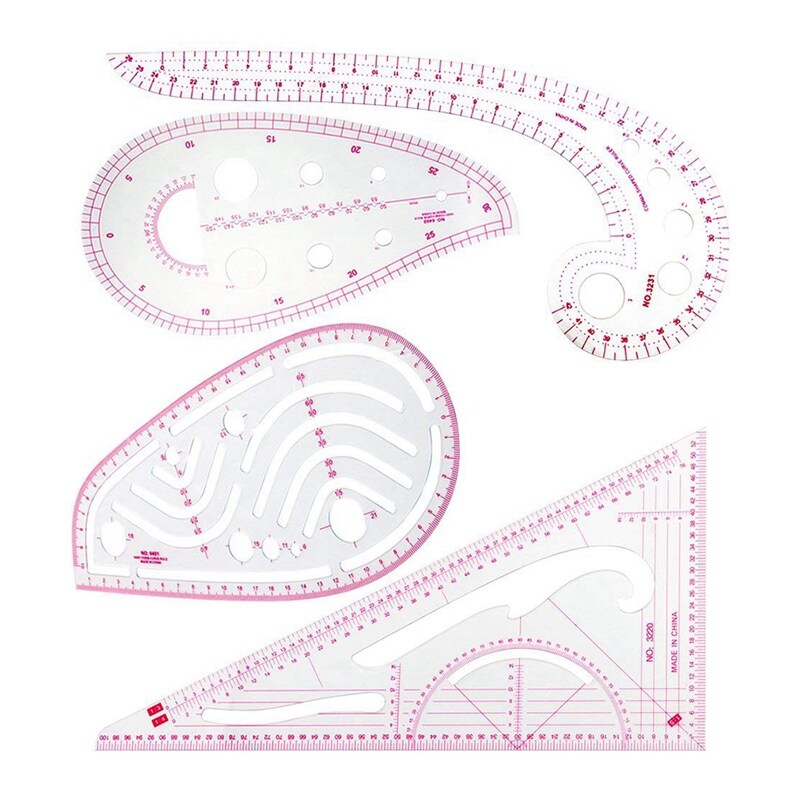Sewing Ruler Set (4 Pcs) Metric Ruler Set French Curve Pattern Grading Ruler Dressmaking