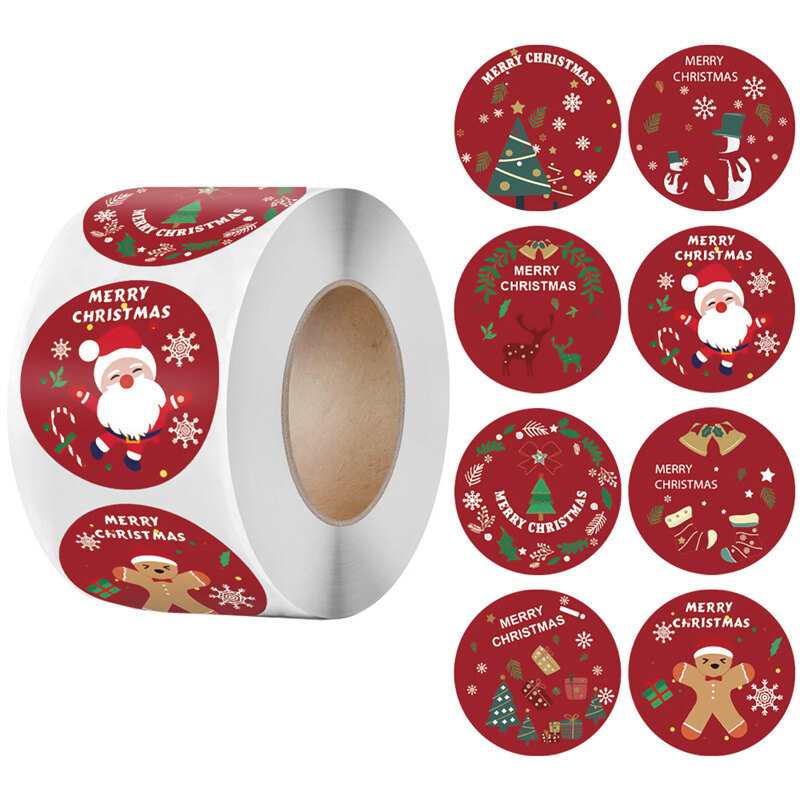 500Pcs/roll Christmas Stickers Seal Labels Stickers for DIY Gift Baking Package Envelope Stationery Decor