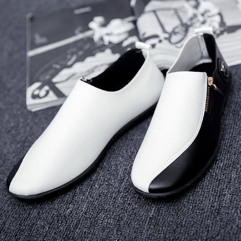 Men's British Leather Shoes 2023 Summer Korean Version of The Personality Trend PU Beans Shoes