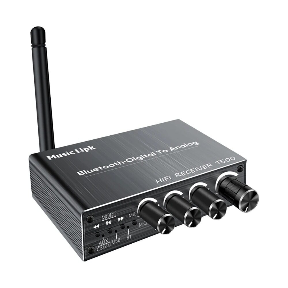 Kebidumei Bluetooth 5.4 Audio Receiver Coaxial DAC Converter USB U-Disk Play 6.5 Micrphone Karaoke Wireless Music Adapter 3.5MM AUX RCA