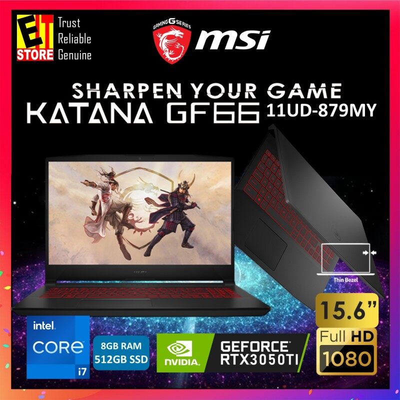 MSI KATANA GF66 11UD-879MY GAMING LAPTOP-BLACK (i7-11800H/8GB/512GB SSD/15.6 FHD/4GB RTX3050 TI/W10/2YR) Malaysia