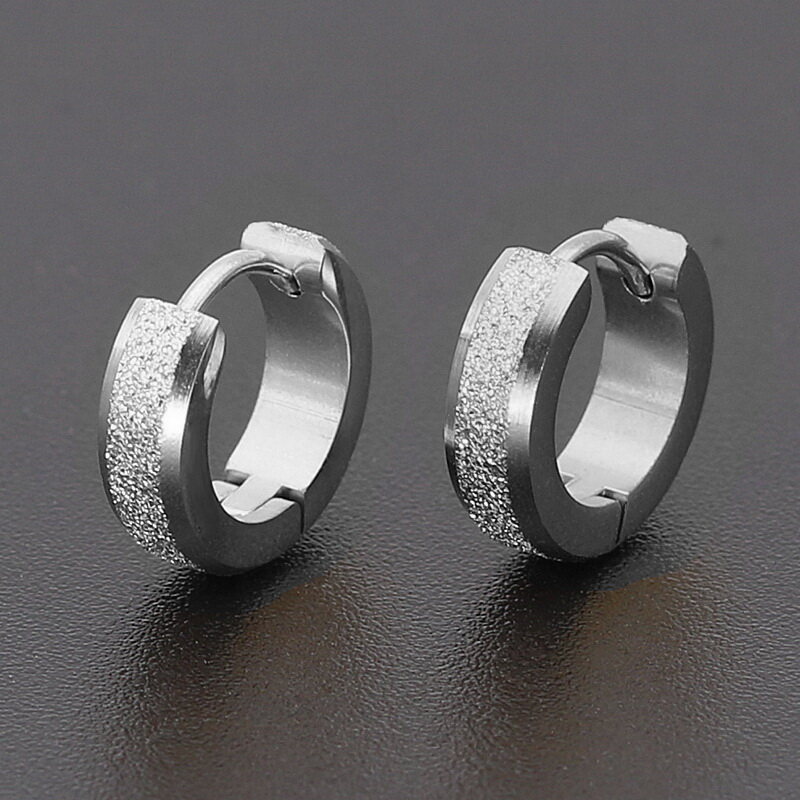 1 Pair Men's Stainless Steel Stud Earrings Cool Punk Pop Hip Hop Round Huggie Earring Fashion Party Birthday Jewelry