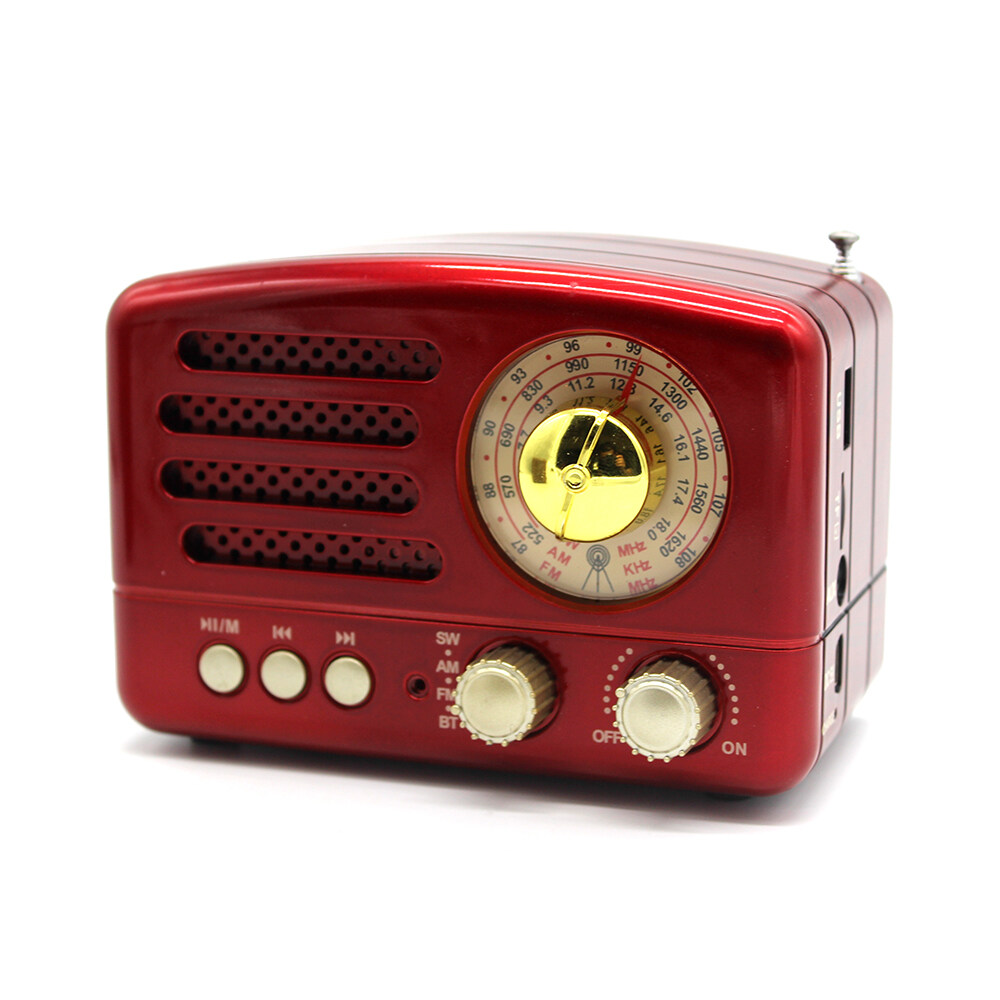 Gold Vintage Shortwave Compact Transistor Radios with Rechargeable Battery Support USB MP3 Player/TF Card/AUX SEMIER Retro AM/FM/SW Portable Bluetooth Speak Radio 