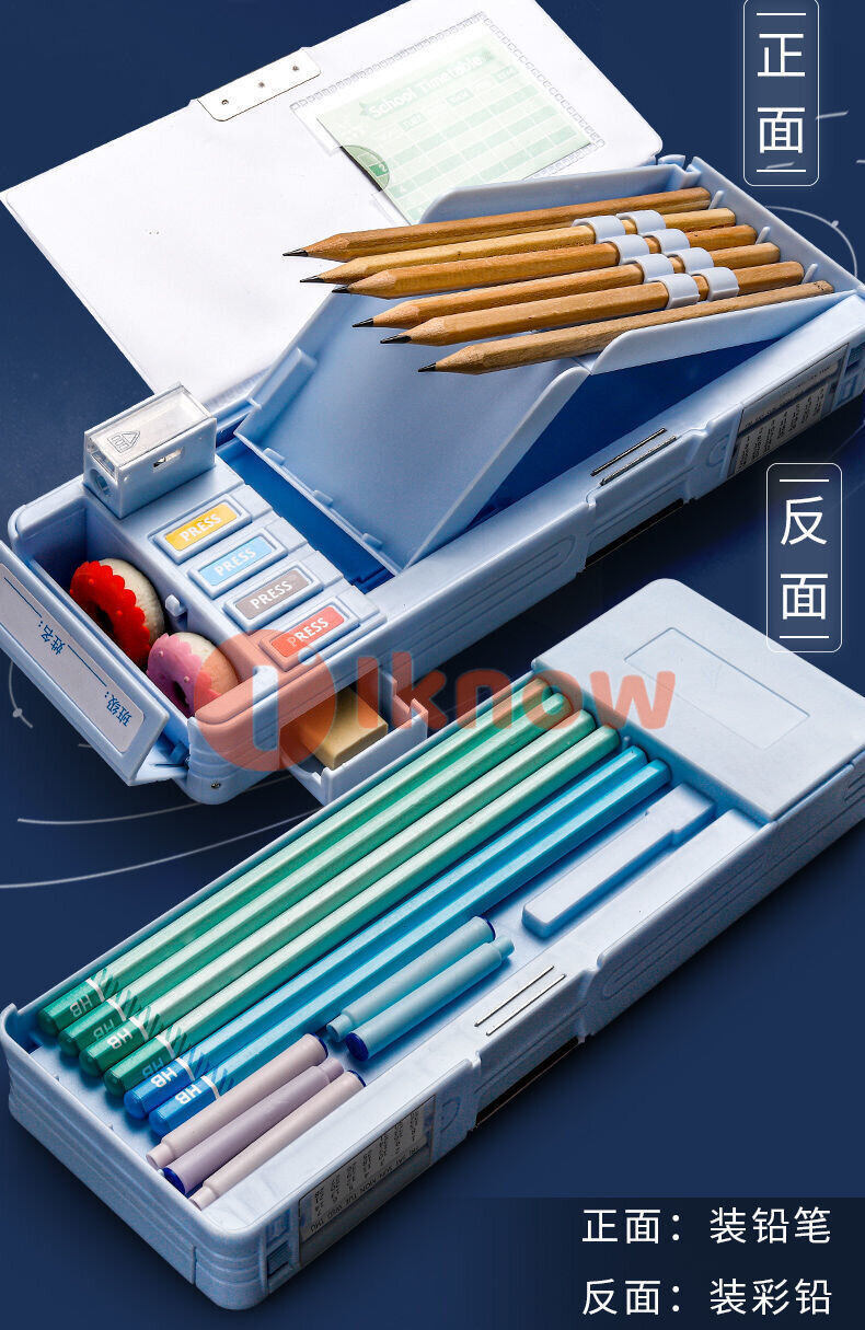 Hộp Đựng Bút Đa Năng, Hộp Đựng Bút Chì Học Sinh Có 2 Ngăn-Bộ Văn Phòng Phẩm Họa Tiết Hoạt Hình Với Nhiều Phụ Kiện
