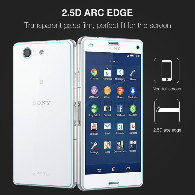 Sony Xperia Z3 Compact D5803 D5833 Unterschied 2ชิ้น/ล็อตฟิล์มกระจกนิรภัยด้านหน้าด้านหลังสำหรับ Sony Xperia Z3 Mini Z3