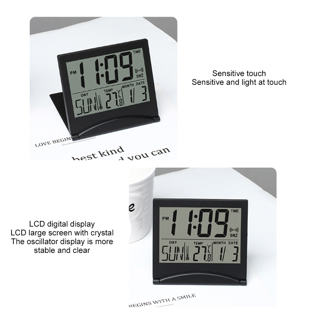 Foriot Foriot Foldable desktop LCD electronic clock multi-function date alarm clock simple and convenient ultra-thin travel clock