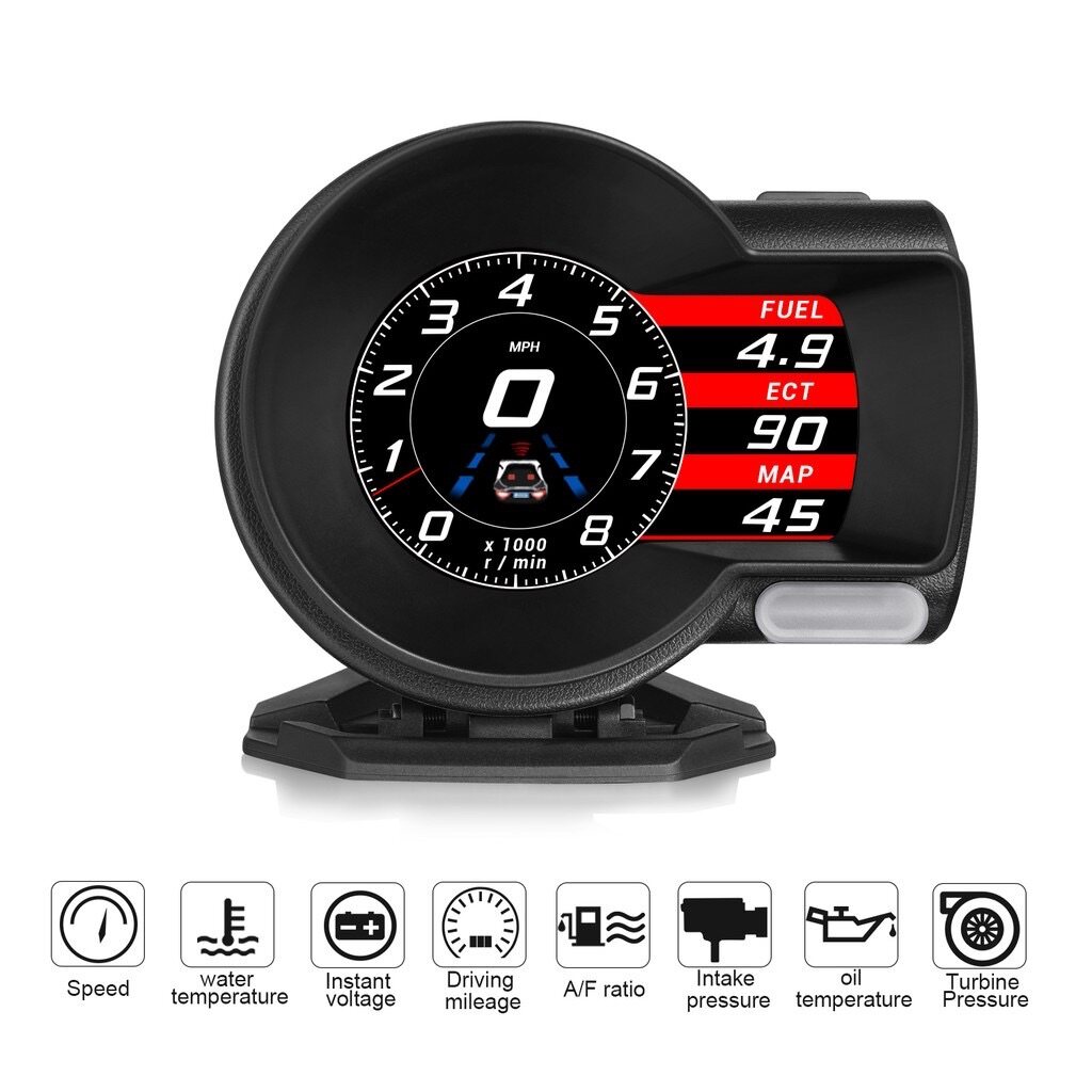 Car OBD2 gauge Mutifunction Smart Digital Meter Gauge Speedometer F8