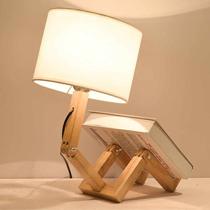 wooden bedside table lamp