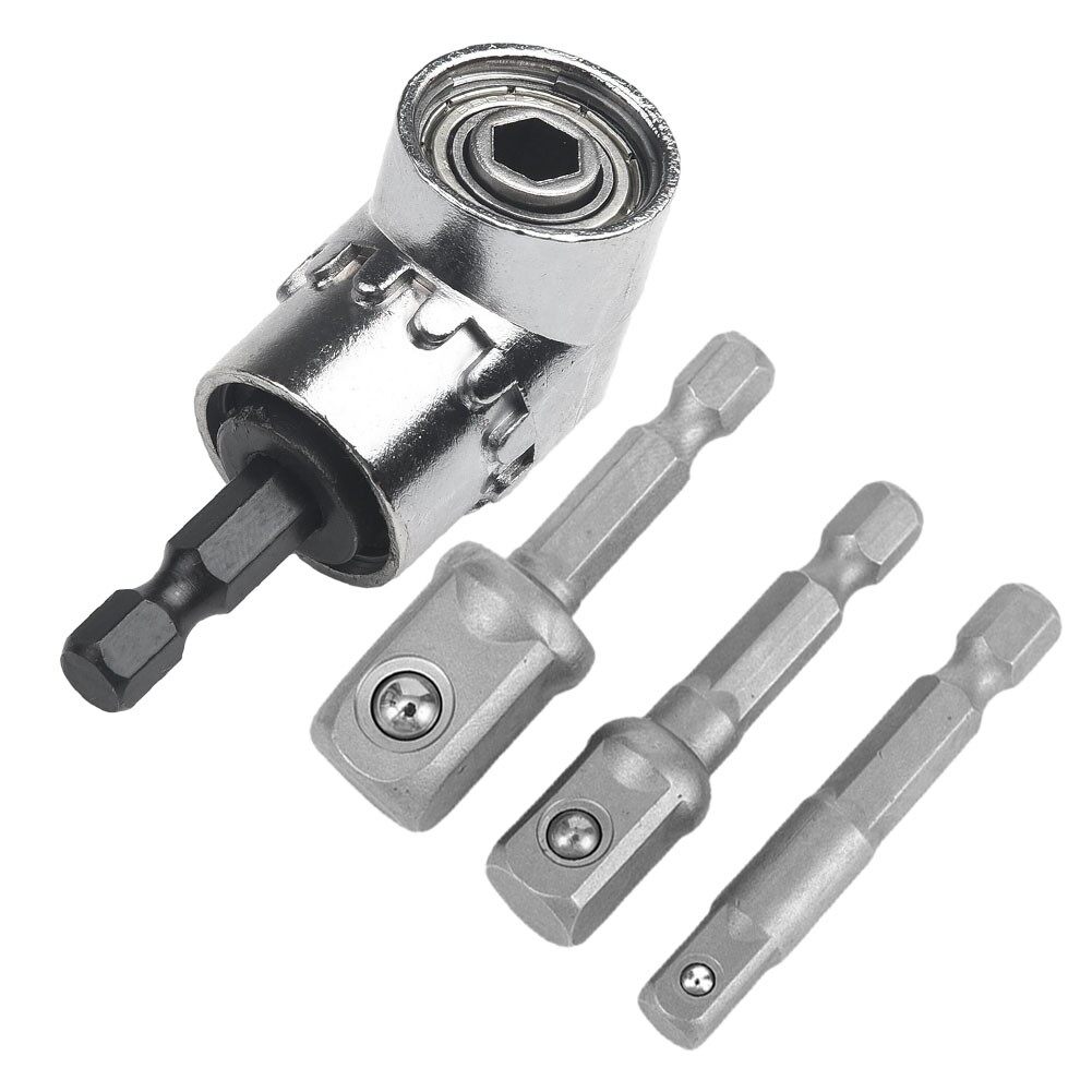 4pcs Socket Adapter With 105 Degree Corner Hex Shank Drill Bits Extension Rod