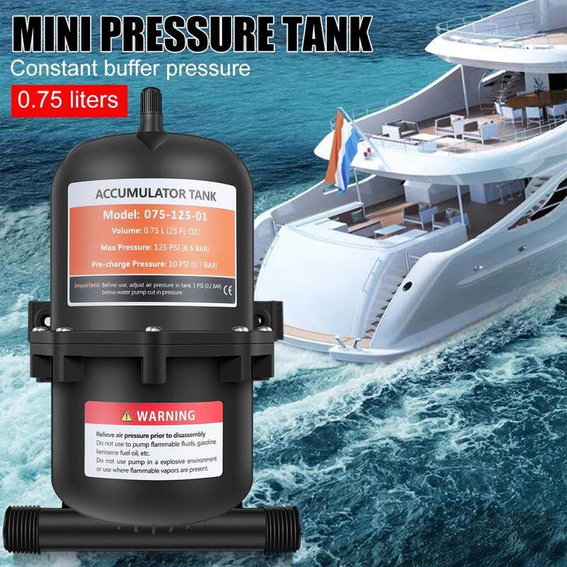 Marine Yacht 0.75L Pressure Pressurized Accumulator Tank Motorhome Caravan Boat Water Pump 23.5 oz Pressure Accumulator 125 PSI for RV 