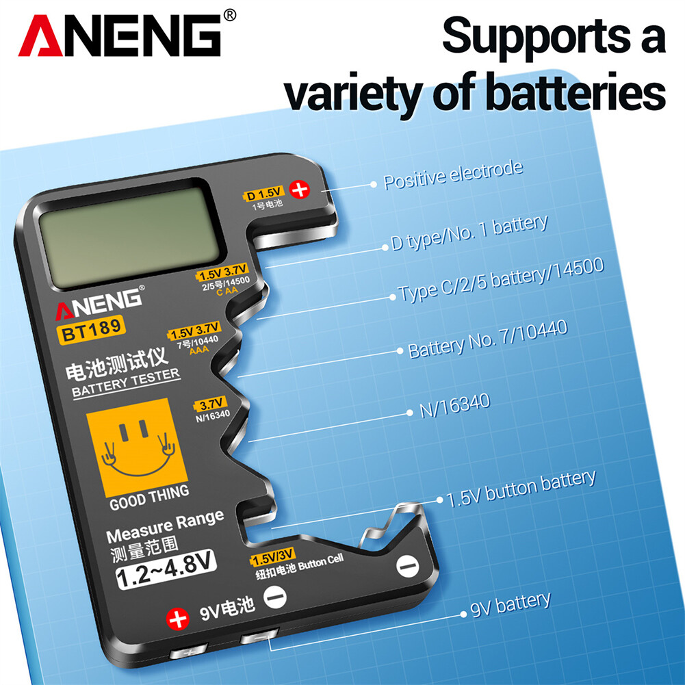 【ANENG】Battery Checker Universal Battery Life Tester LCD Display Batteries Power Testing Portable Battery Tester Volt Checker