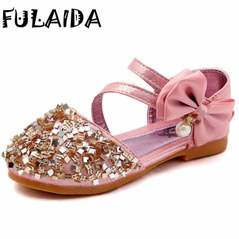 Kids Girls Glitter Wedding Party Buckle Princess Sandals Bridesmaid Shoes Size