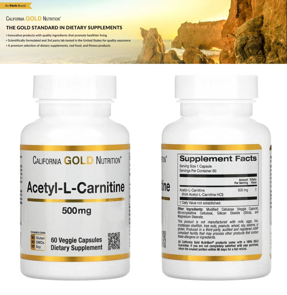 California Gold Nutrition Acetyl-L-Carnitine 500 mg 60 Veggie Capsules  Brain & Cognitive Amino Acids Supplements Cellular Energy Metabolism  Support Veggie Capsules Dietary Supplement - Lazada | Lazada
